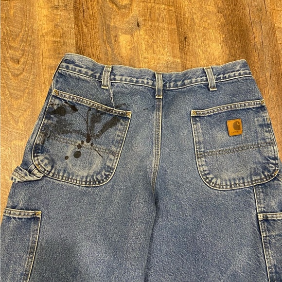Vintage Carhartt Flannel Lined Carpenter Distressed Jeans - Picture 5 of 12
